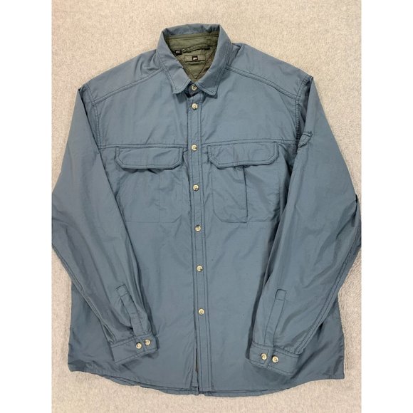 REI Nylon UPF 50+ Solid Breathable Button Down Shirt (Men's Large) Blue - Picture 1 of 11